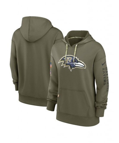 Women's Olive Baltimore Ravens 2022 Salute to Service Performance Pullover Hoodie Olive $38.50 Sweatshirts