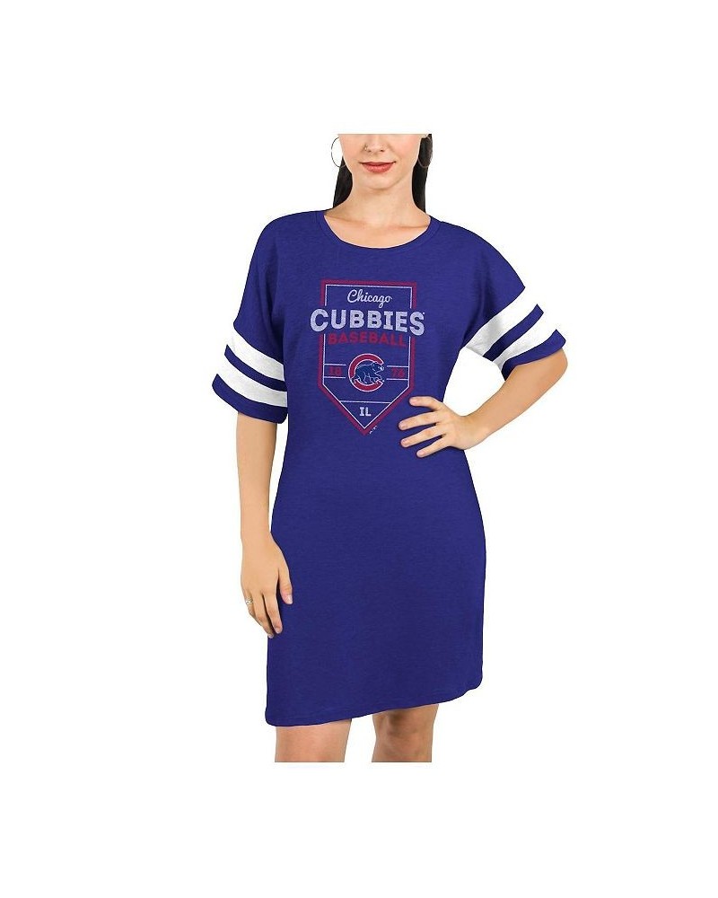 Women's Chicago Cubs Threads Tri-Blend Short Sleeve T-shirt Dress - Royal Royal $28.00 Dresses