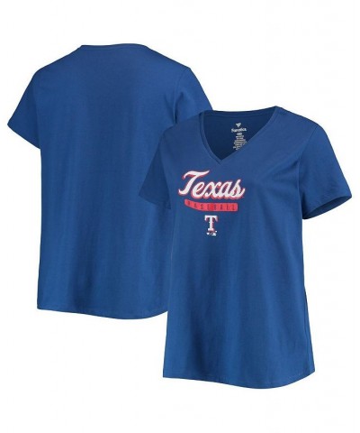 Women's Royal Texas Rangers Plus Size V-Neck T-shirt Royal $19.59 Tops