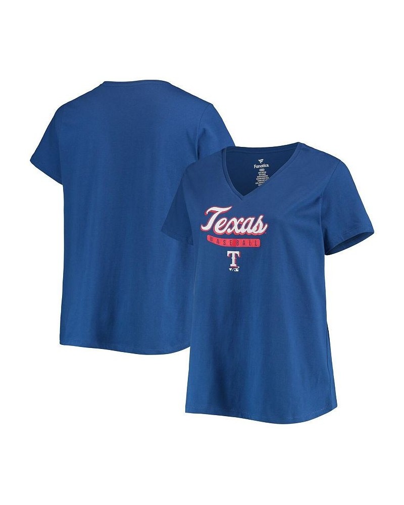 Women's Royal Texas Rangers Plus Size V-Neck T-shirt Royal $19.59 Tops