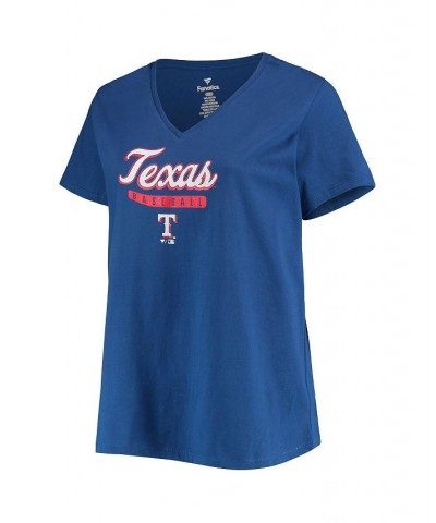 Women's Royal Texas Rangers Plus Size V-Neck T-shirt Royal $19.59 Tops