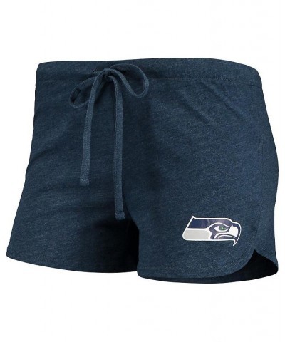 Women's College Navy Seattle Seahawks Meter Knit Long Sleeve Raglan Top and Shorts Sleep Set Navy $37.79 Pajama