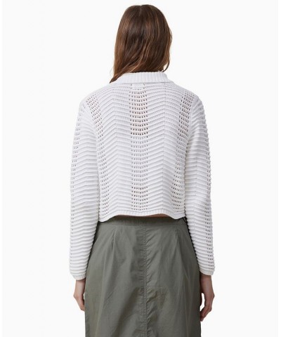 Women's Open Weave Knit Cardigan White $36.39 Sweaters