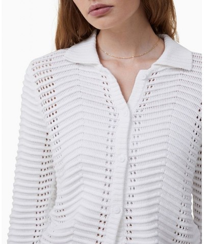 Women's Open Weave Knit Cardigan White $36.39 Sweaters