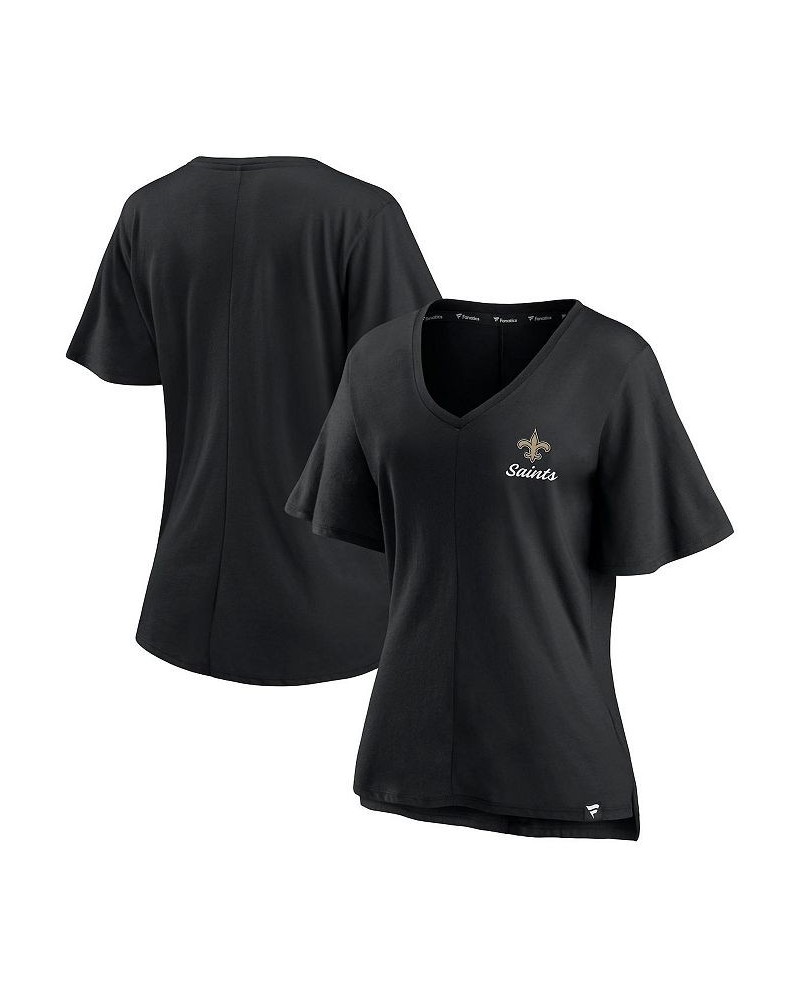 Women's Branded Black New Orleans Saints Southpaw Flutter V-Neck T-shirt Black $19.80 Tops