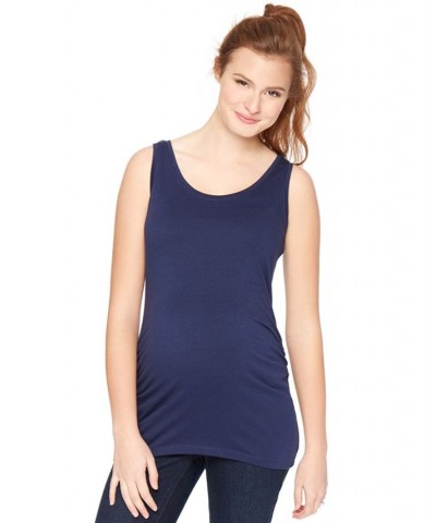 Side-Ruched Scoop-Neck Maternity Tank Top Navy $14.70 Tops