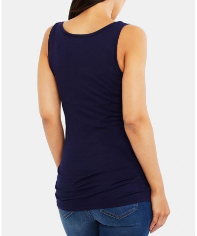 Side-Ruched Scoop-Neck Maternity Tank Top Navy $14.70 Tops