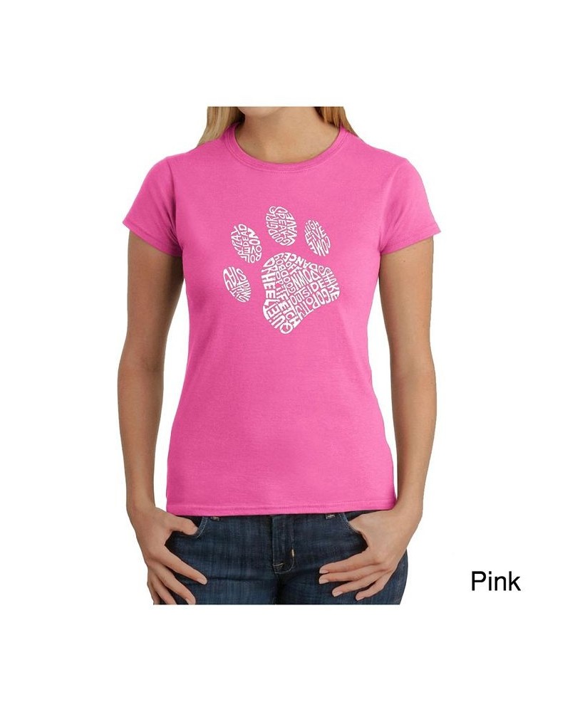 Women's Word Art T-Shirt - Dog Paw Pink $20.52 Tops