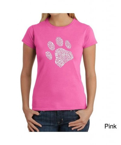 Women's Word Art T-Shirt - Dog Paw Pink $20.52 Tops