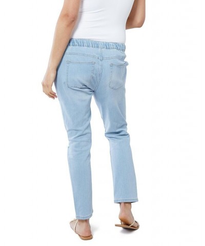 Women's Maternity Drawstring Boyfriend Jean Light Wash $32.40 Jeans