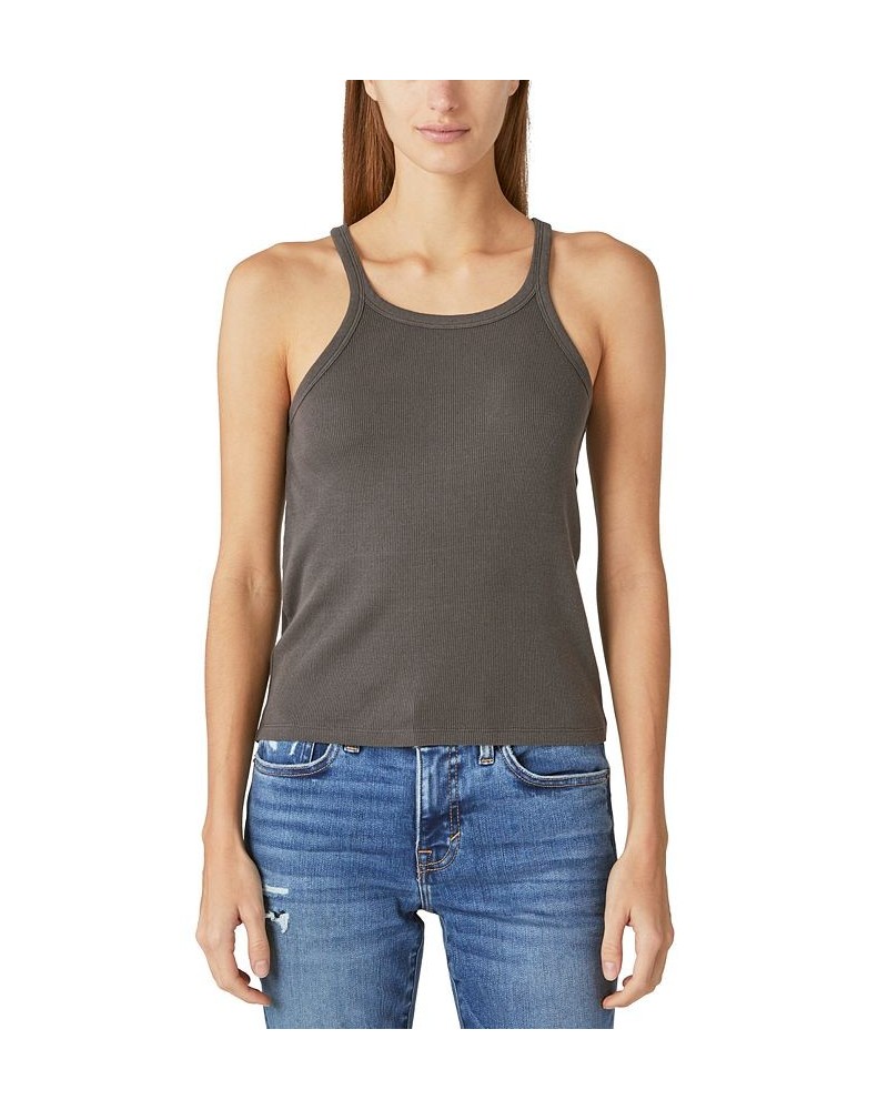 Women's Ribbed Scoop-Neck Tank Top Black $24.26 Tops