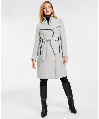 Women's Belted Wrap Coat Gray $97.50 Coats