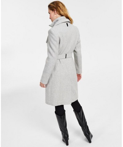 Women's Belted Wrap Coat Gray $97.50 Coats