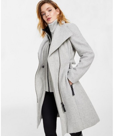 Women's Belted Wrap Coat Gray $97.50 Coats