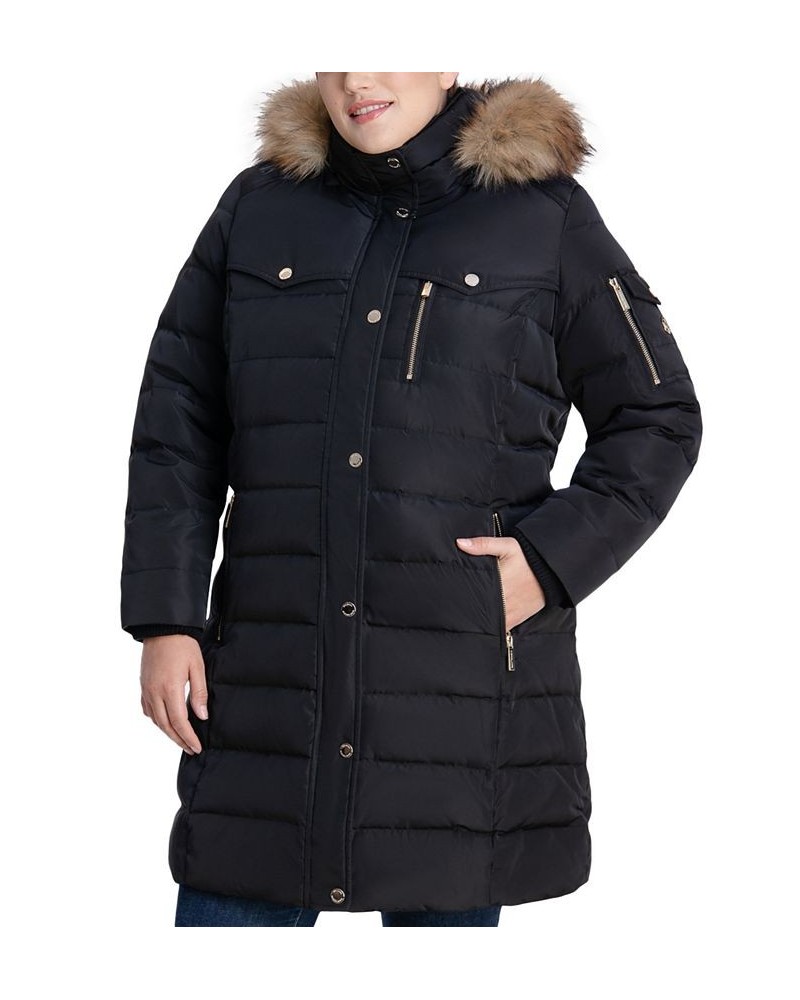 Plus Size Faux-Fur-Trim Hooded Puffer Coat Black $108.00 Coats