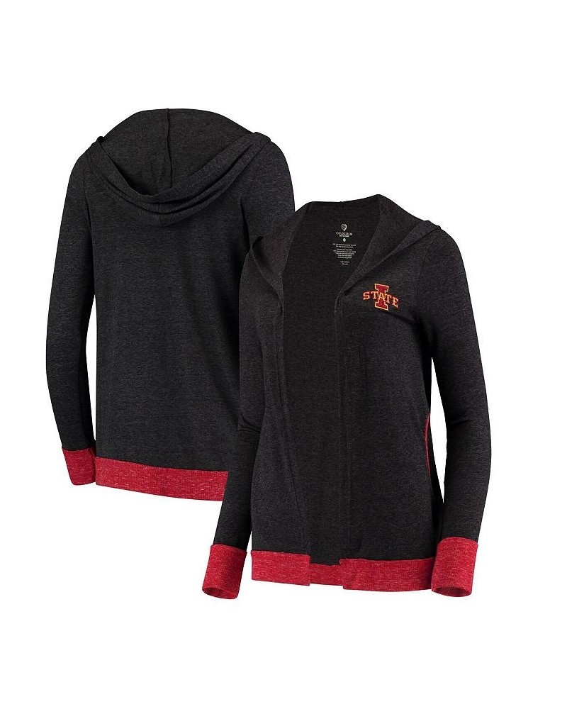 Women's Charcoal Iowa State Cyclones Steeplechase Open Hooded Tri-Blend Cardigan Gray $22.50 Sweaters