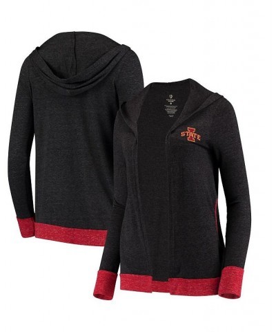 Women's Charcoal Iowa State Cyclones Steeplechase Open Hooded Tri-Blend Cardigan Gray $22.50 Sweaters