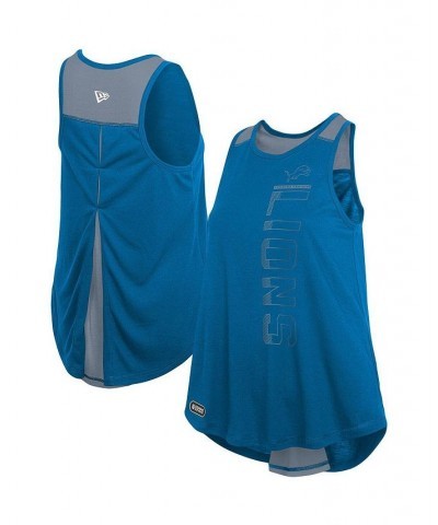 Women's Blue and Silver Detroit Lions Combine Authentic Over The Top Tank Top Blue, Silver $18.72 Tops