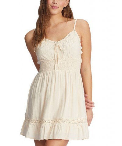 Juniors' There She Goes Sleeveless Smocked-Waist Dress Tapioca $31.02 Dresses