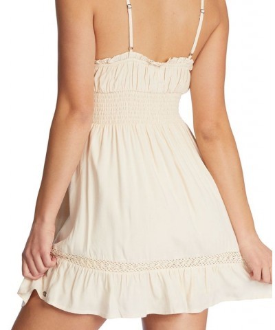 Juniors' There She Goes Sleeveless Smocked-Waist Dress Tapioca $31.02 Dresses