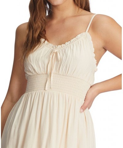 Juniors' There She Goes Sleeveless Smocked-Waist Dress Tapioca $31.02 Dresses