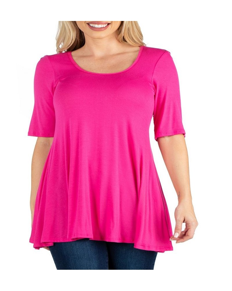 Women's Elbow Sleeve Swing Tunic Top Pink $18.48 Tops