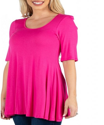 Women's Elbow Sleeve Swing Tunic Top Pink $18.48 Tops