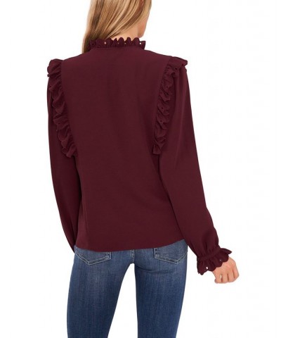 Ruffled Tie-Neck Blouse Pink $48.06 Tops