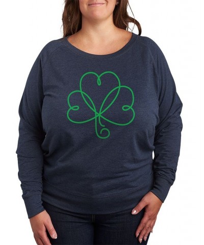 Trendy Plus Size Shamrock Heart Graphic Long sleeve Top Blue $15.09 Sweatshirts