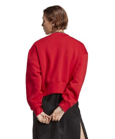 Women's Essentials Fleece Crewneck Sweatshirt Red $29.25 Sweatshirts