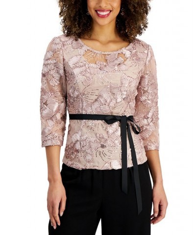 3/4-Sleeve Soutache Blouse Shell Pink $63.60 Tops