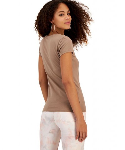 Women's Eco Rose Logo Short Sleeve T-Shirt Tan/Beige $22.68 Tops