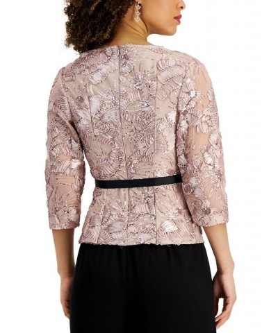 3/4-Sleeve Soutache Blouse Shell Pink $63.60 Tops