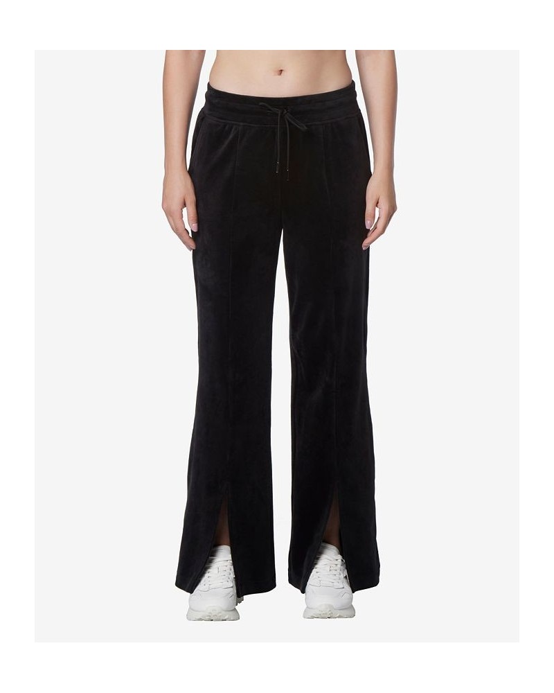 Women's Full Length Velvet Vented Pants Black $32.72 Pants