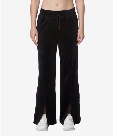 Women's Full Length Velvet Vented Pants Black $32.72 Pants