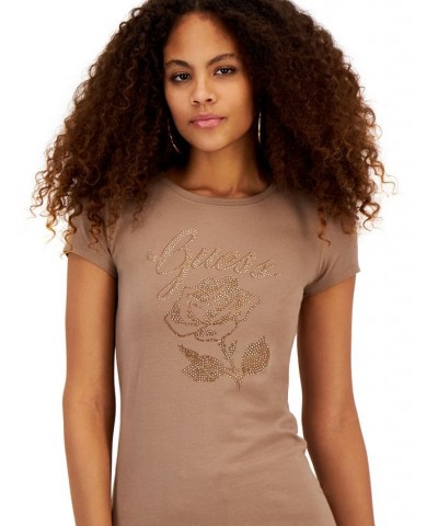 Women's Eco Rose Logo Short Sleeve T-Shirt Tan/Beige $22.68 Tops