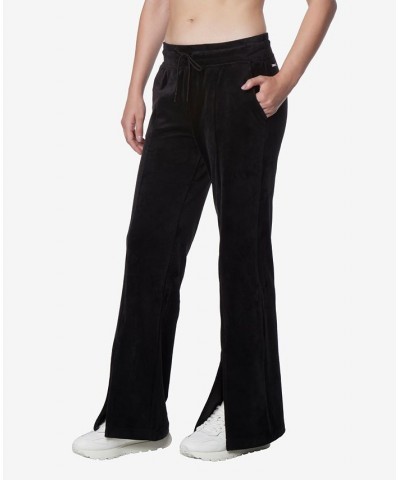 Women's Full Length Velvet Vented Pants Black $32.72 Pants