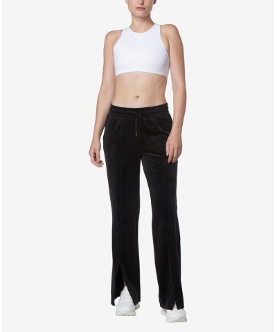 Women's Full Length Velvet Vented Pants Black $32.72 Pants