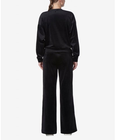 Women's Full Length Velvet Vented Pants Black $32.72 Pants