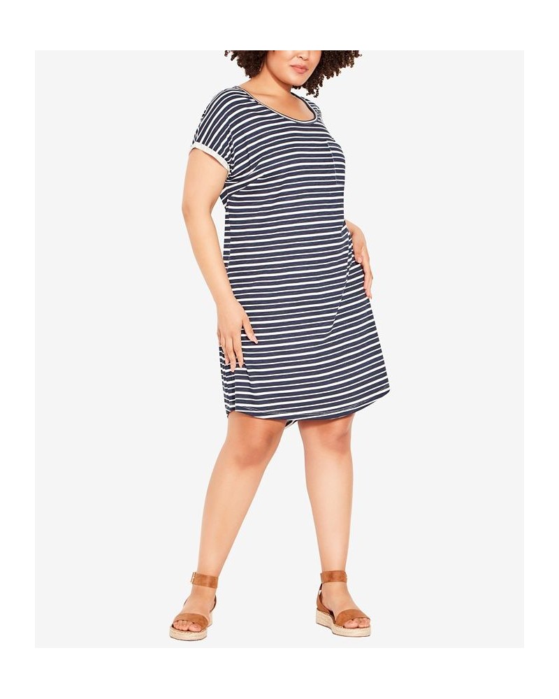 Plus Size Summer Day Stripe Dress Stripe Navy $19.82 Dresses