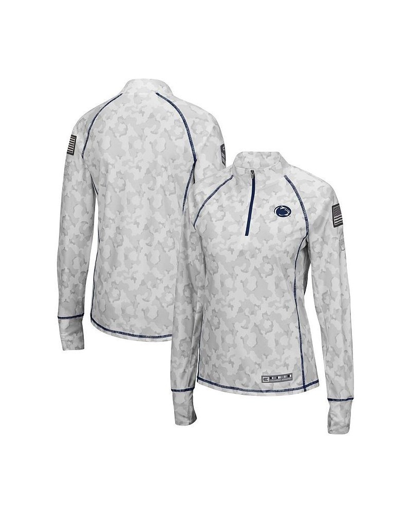 Women's White Penn State Nittany Lions OHT Military-Inspired Appreciation Officer Arctic Camo 1/4-Zip Jacket White $24.20 Jac...