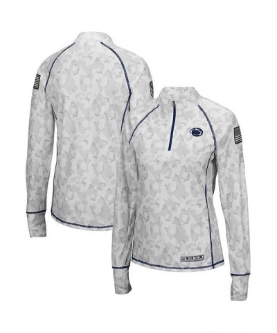 Women's White Penn State Nittany Lions OHT Military-Inspired Appreciation Officer Arctic Camo 1/4-Zip Jacket White $24.20 Jac...