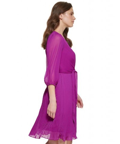 Solid Tie-Front Pleated Dress Magnolia $65.33 Dresses