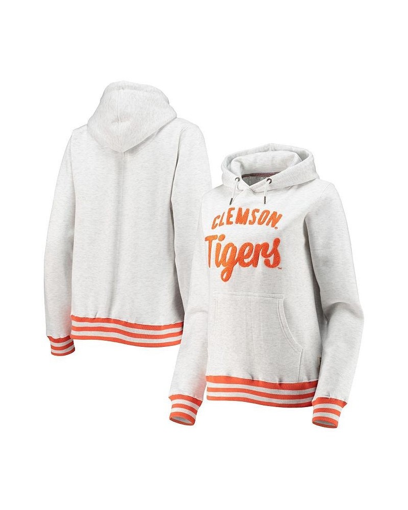 Women's Ash Clemson Tigers Santa Cruz Chenille Pullover Hoodie Ash $34.30 Sweatshirts