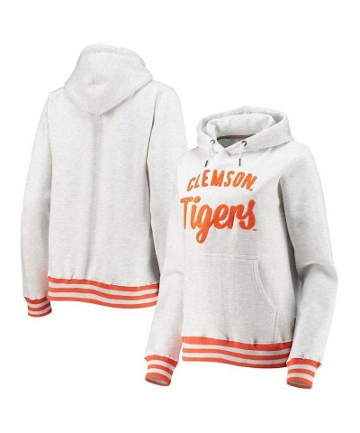 Women's Ash Clemson Tigers Santa Cruz Chenille Pullover Hoodie Ash $34.30 Sweatshirts