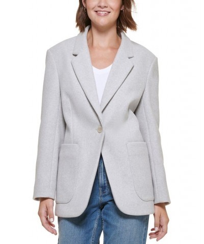 Women's Oversized Drop-Shoulder Blazer Light Grey Melange $36.49 Jackets