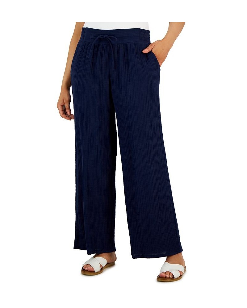 Wide Leg Gauze Pants Blue $16.09 Pants