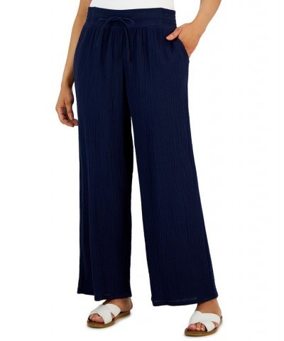 Wide Leg Gauze Pants Blue $16.09 Pants