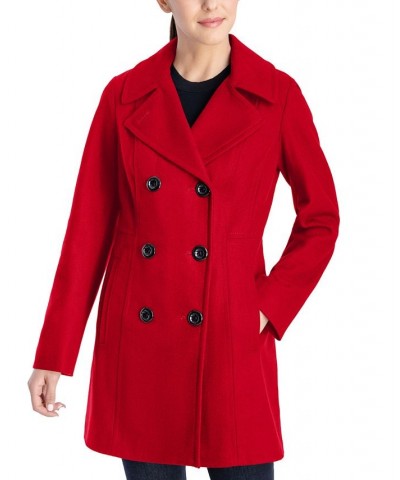 Women's Double-Breasted Peacoat Red $75.00 Coats