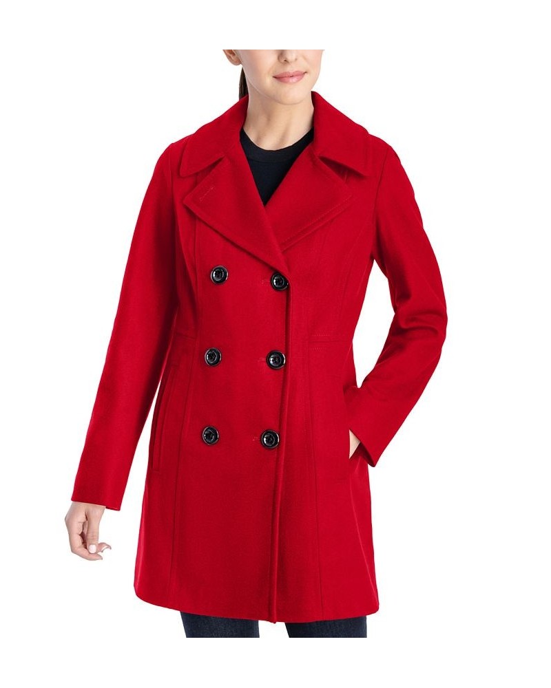 Women's Double-Breasted Peacoat Red $75.00 Coats